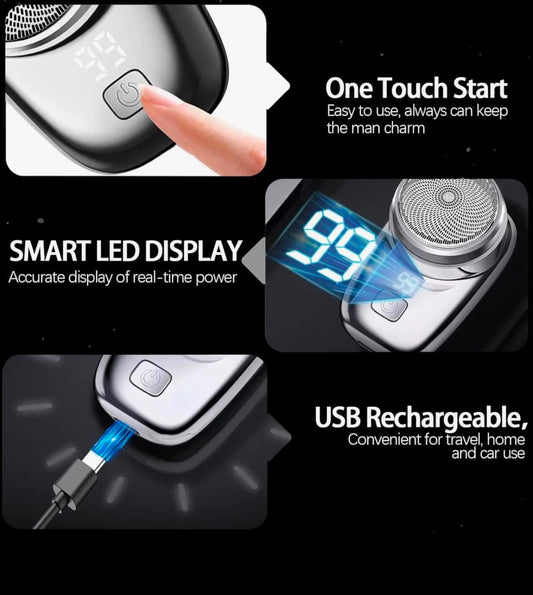 Mini Electric Shaver for Men Portable Beard Knife TYPE-C Charging Shavers Face Body Razor with Digital Power Display