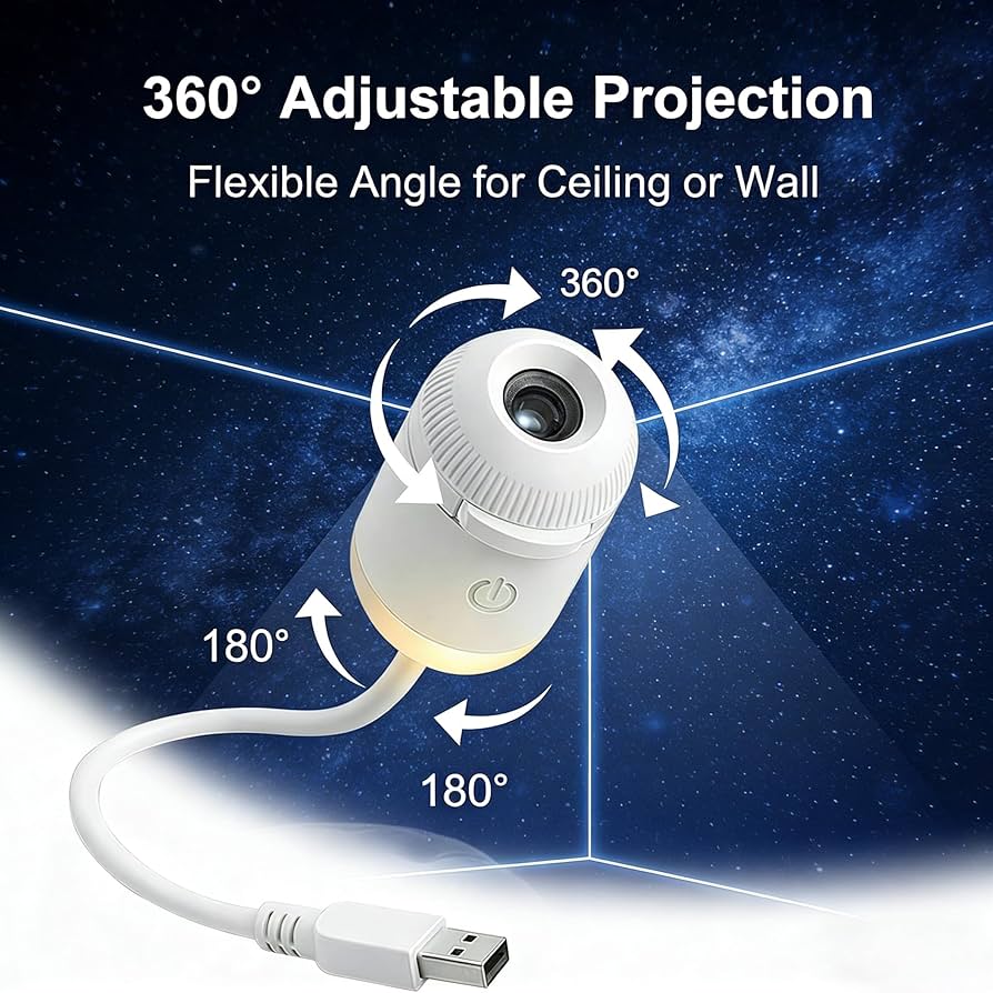 Galaxy Starry Sky Night Light Projector, 2-in-1 Portable with
12 Projection Films, 360° Adjustable Brightness Control
Eye-Caring LED Night Light for Kids Adults Bedroom Home
Ceiling Car Decor Gift