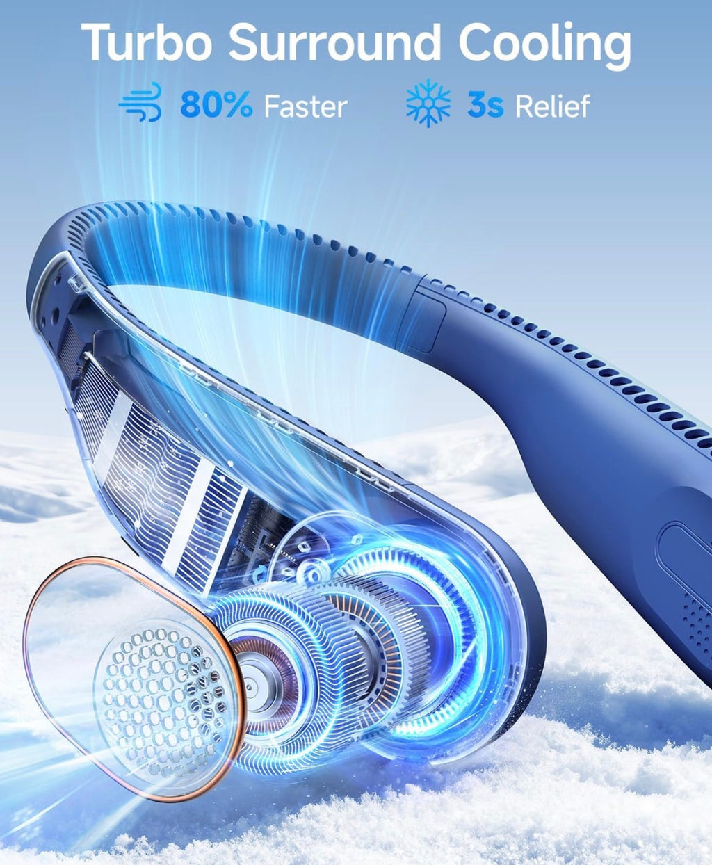 Neck-Mounted
Fan Without Blades, USB Rechargeable Portable Sports Mini Fan, Fast Cooling And Cooling Down Safety And Quiet Fan, 5-Speed Settings And Digital Display, Summer Outdoor Camping Fan