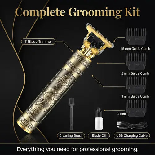 T9 Professional Hair Trimmer for Men Metal Body Rechargeable Cordless Beard Trimmer Zero Cut Hair Clipper Barber Machine Hair Cutting Machine Charging Trimmer Mustache
Shaver Precision Grooming Kit Wireless Hair Cutter Salon Barber Tool T9 Gold Trimmer