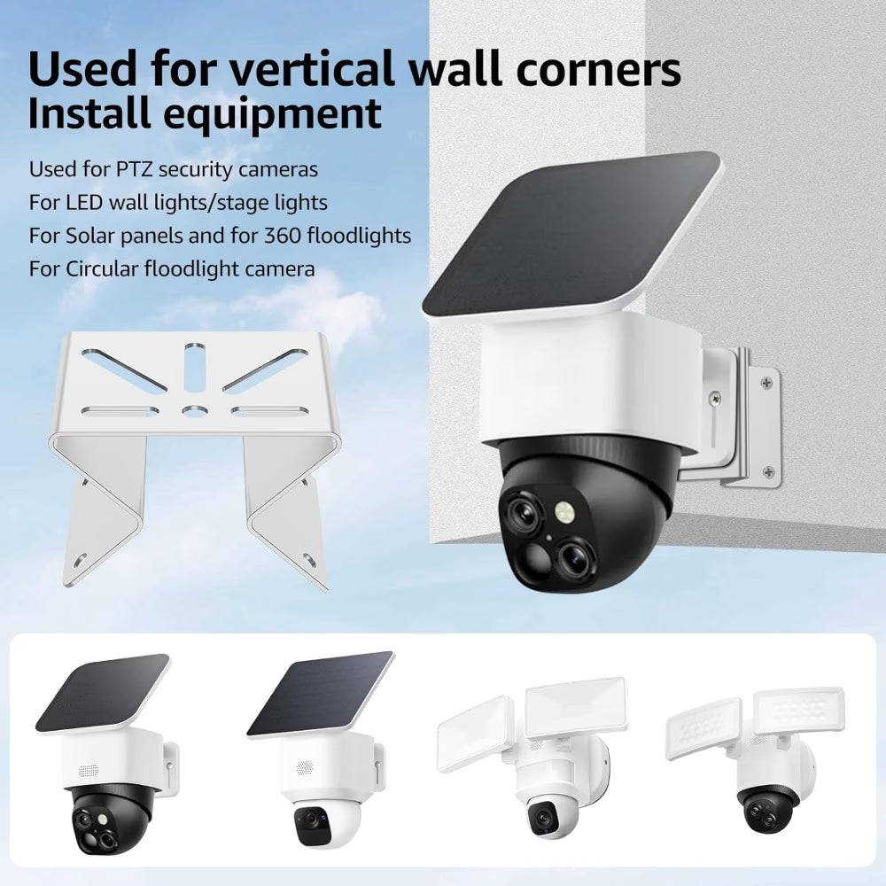 3pcs Stainless Steel Exterior Outside Wall Corner Mount for PTZ Camera, Monitoring Area Up to 270°, Wall Corner Bracket Compatible with Eufy Floodlight Camera, Include Screws &amp; Washers
