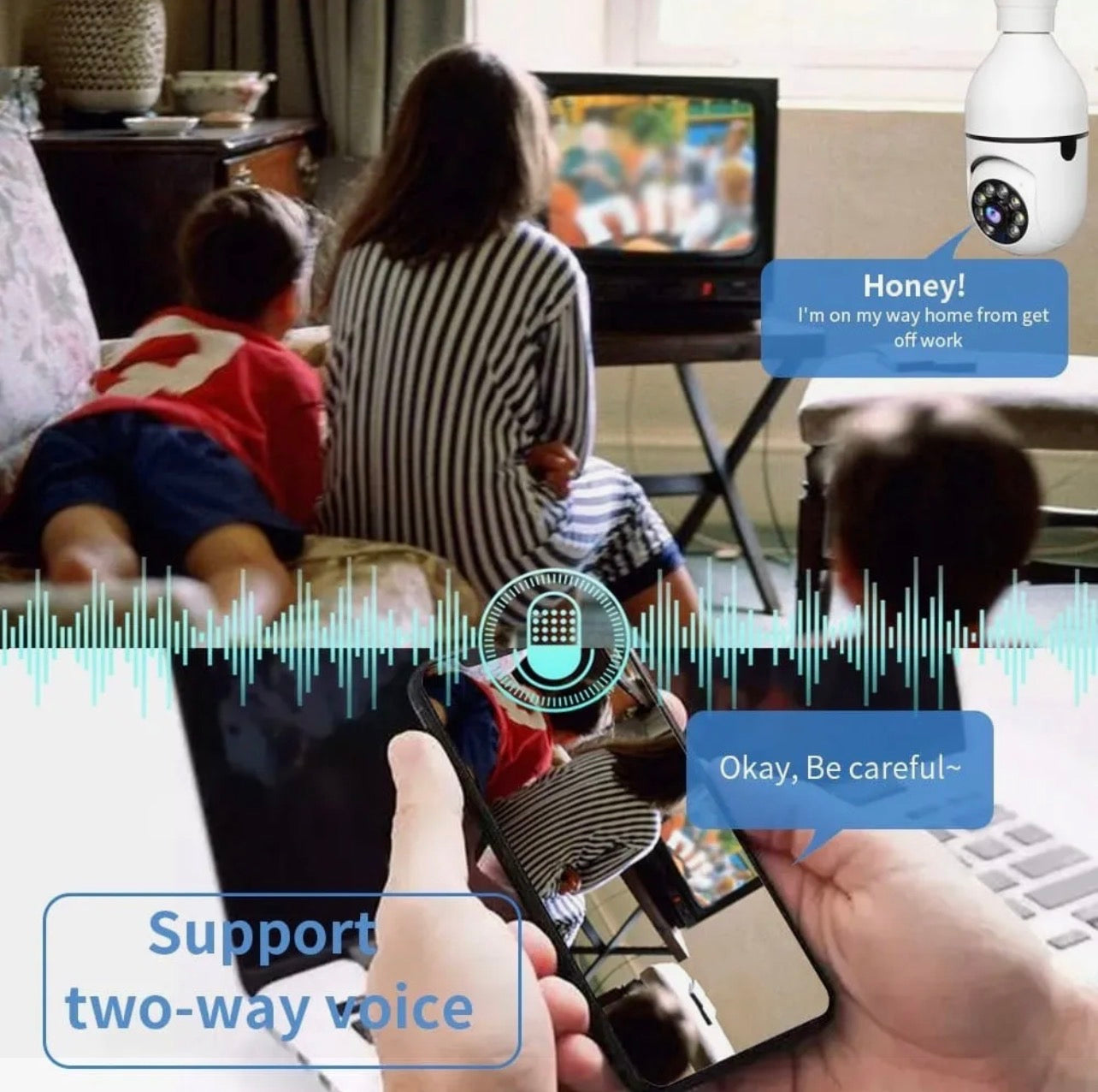 WiFi E27 Bulb CCTV Camera - 1080P Smart Security Cam with Night Vision, Motion Detection, 360° View, 2-Way Audio, App Control Wireless Indoor Outdoor Surveillance (iOS/Android)