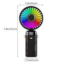 5000mAh Portable Fan Rechargeable 90° Foldable 5 Speed Mini Air Conditioner Small Fan Air Cooler with LED Digital Display