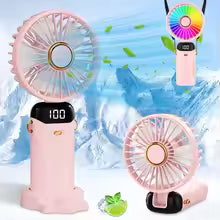5000mAh Portable Fan Rechargeable 90° Foldable 5 Speed Mini Air Conditioner Small Fan Air Cooler with LED Digital Display