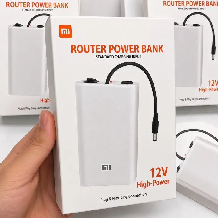 12V High-Power Router Power Bank 20000mAh | 6 Cell Backup Battery | Compatible with Wi-Fi Routers & ONTs - High Capacity Backup - 20,000 AMH | WiFi Router UPS Power Bank 12Volts 8 to 10 Hours Backup