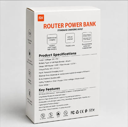 12V High-Power Router Power Bank 20000mAh | 6 Cell Backup Battery | Compatible with Wi-Fi Routers & ONTs - High Capacity Backup - 20,000 AMH | WiFi Router UPS Power Bank 12Volts 8 to 10 Hours Backup