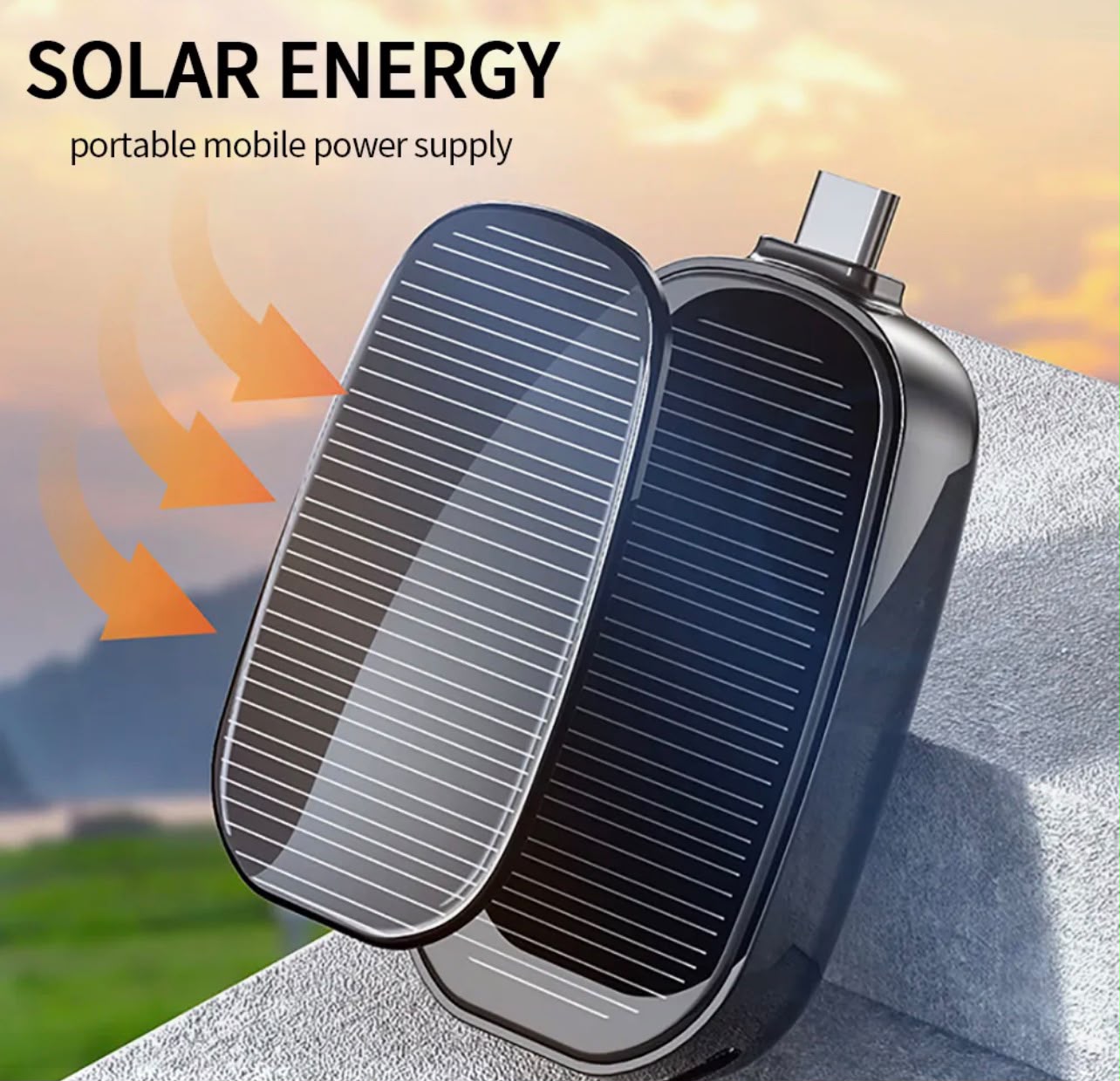Solar Keychain Mini Power Bank Portable Powerbank Compact Phone Charger Mini Power Bank TYPE-C Backup Emergent Power 1200mAh