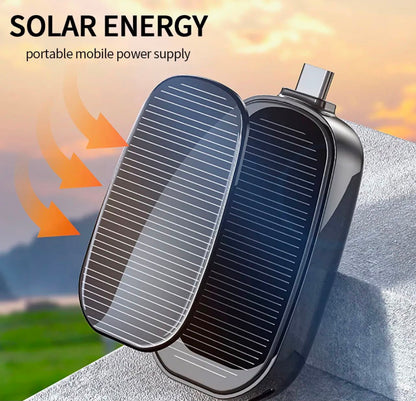 Solar Keychain Mini Power Bank Portable Powerbank Compact Phone Charger Mini Power Bank TYPE-C Backup Emergent Power 1200mAh