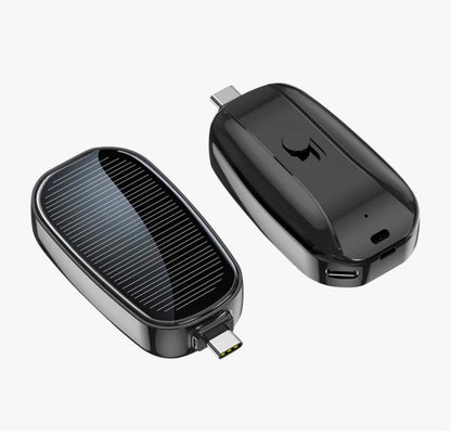 Solar Keychain Mini Power Bank Portable Powerbank Compact Phone Charger Mini Power Bank TYPE-C Backup Emergent Power 1200mAh