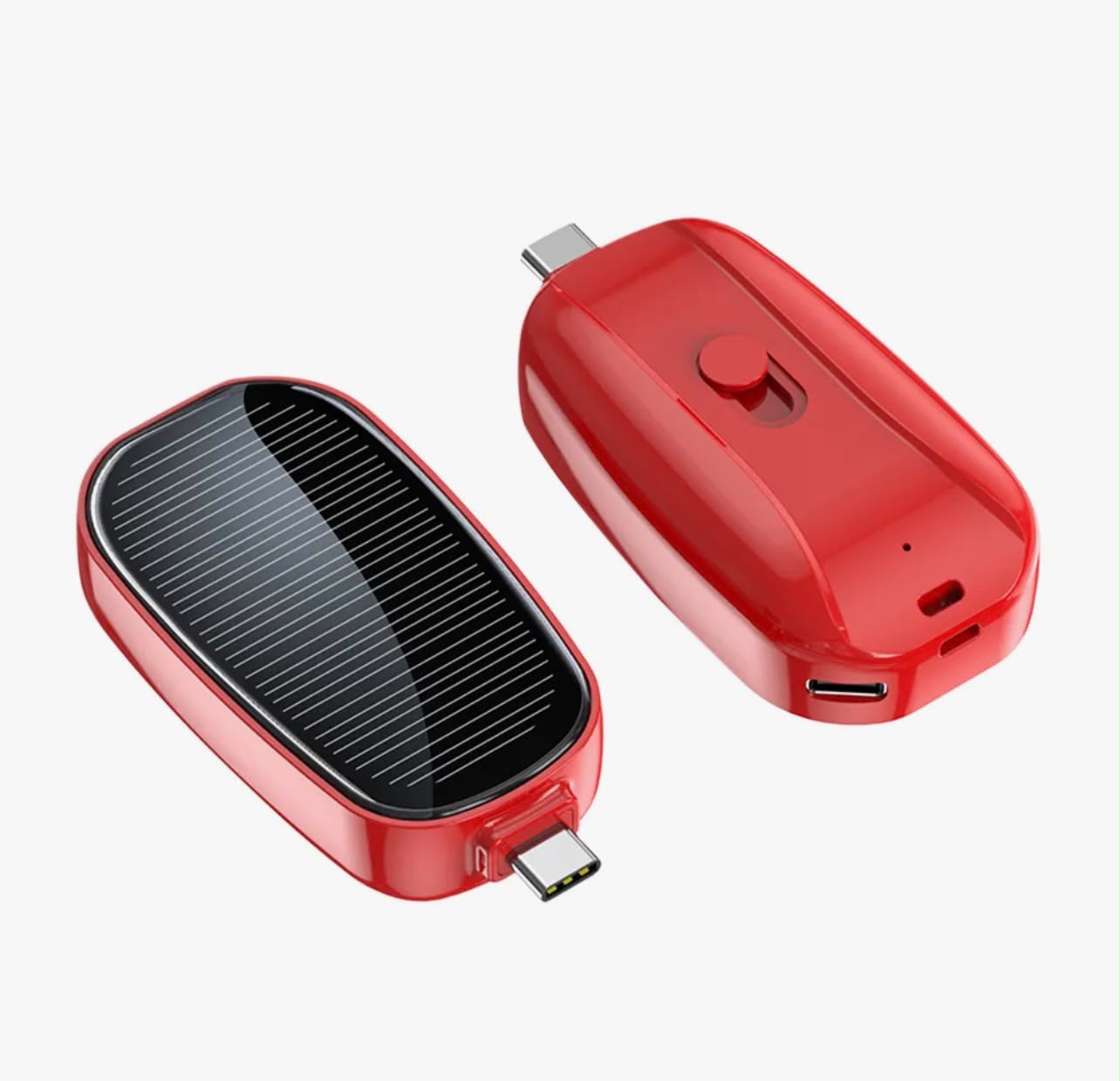 Solar Keychain Mini Power Bank Portable Powerbank Compact Phone Charger Mini Power Bank TYPE-C Backup Emergent Power 1200mAh