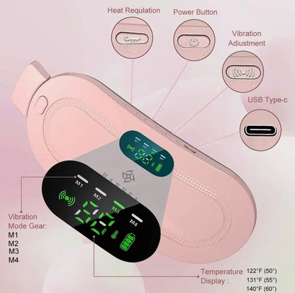 Period Cramp Relief Belt – Portable Electric Menstrual Heating Pad with Massager