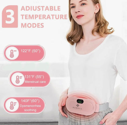 Period Cramp Relief Belt – Portable Electric Menstrual Heating Pad with Massager