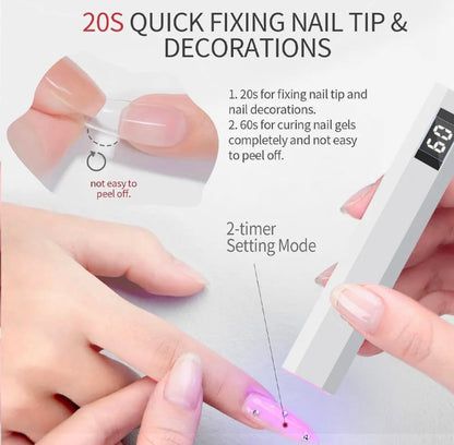 HOMEFISH UV LED Nail Lamp with Adjustable Bracket Base and LED Indicator, Professional Nail Dryer for Fast Curing and Gel Nails