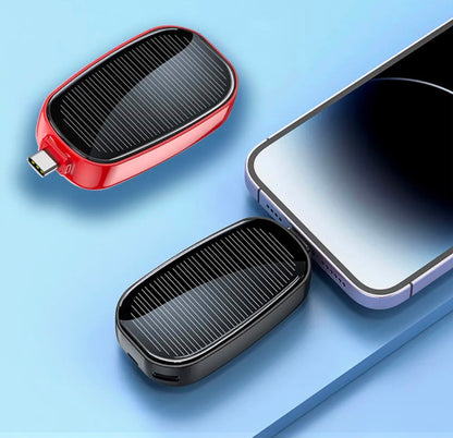 Solar Keychain Mini Power Bank Portable Powerbank Compact Phone Charger Mini Power Bank TYPE-C Backup Emergent Power 1200mAh