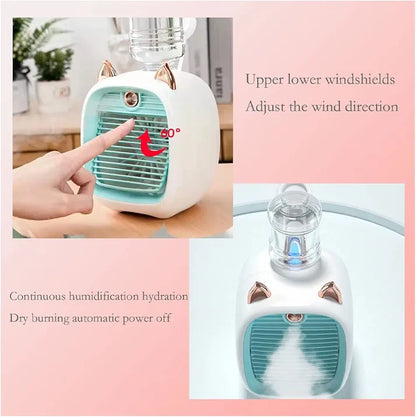 Chargeable 2 in 1 Cooler Fan With Mist & Lights | Portable